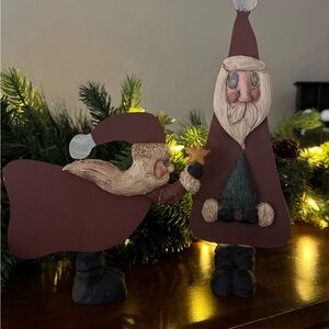 Charming Santa Figurine Set - Red and Green Holiday Decor